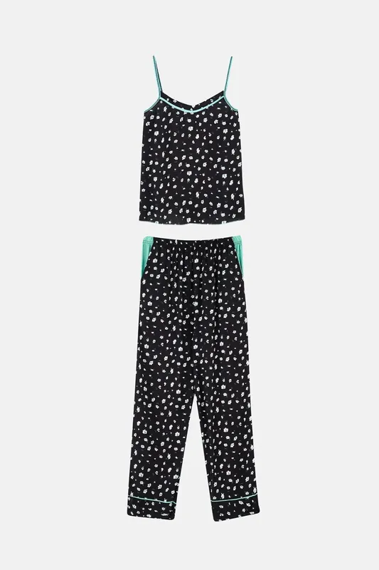 Floral Print Mid-Rise Straight-Leg Pajama Set