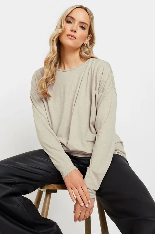Tall Long Sleeve Draped Front Top - Long Tall Sally