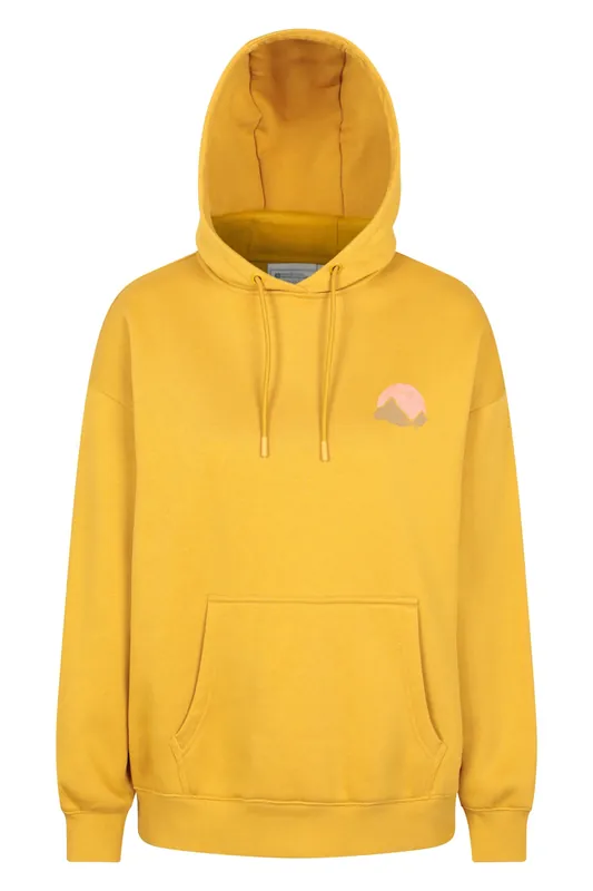 Mountain Sunset' Relaxed Soft Cotton Adjustable Hood Printed Hoodie - Mountain Warehouse