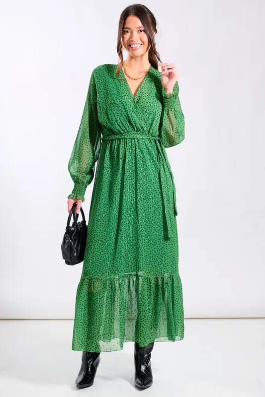 Green Animal Chiffon Maxi Dress - Needs No Label