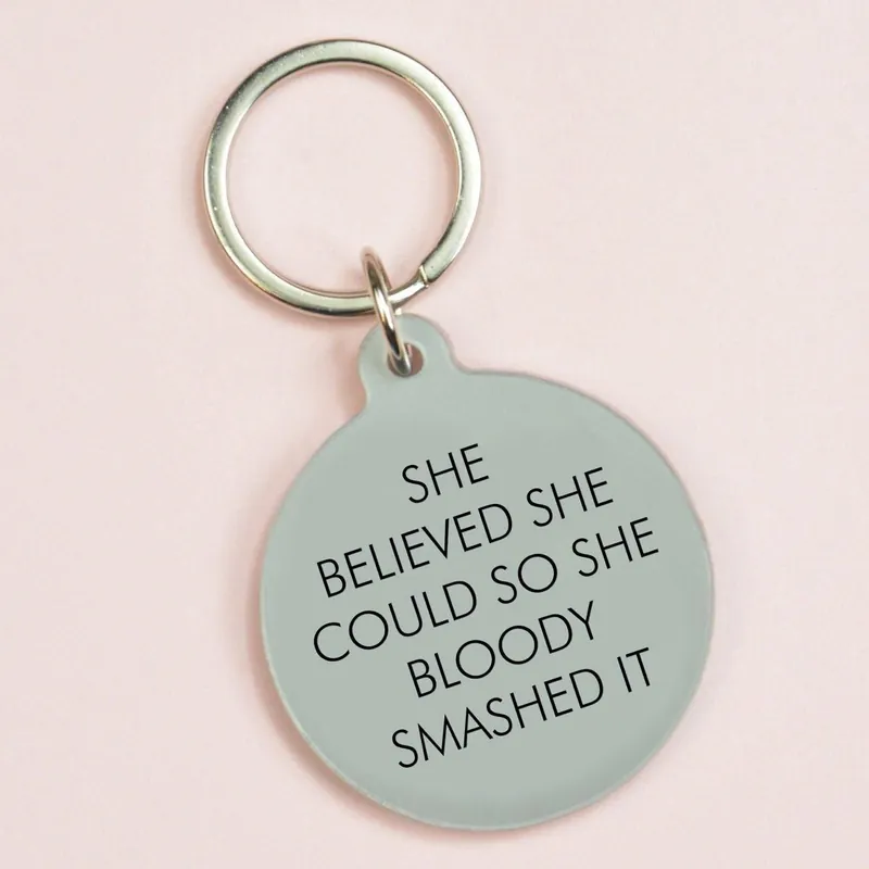 She Believed She Could Keyring - Flamingo Candles