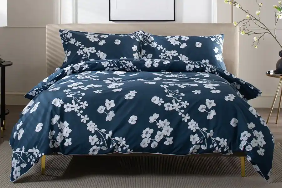 Petite Fleure Printed 100% Cotton Duvet Cover Set with Piped Edges - The Lyndon Company