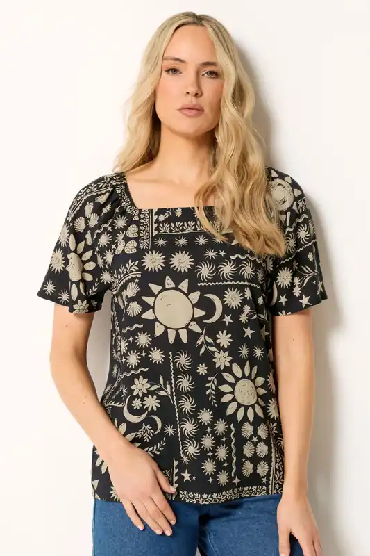 Tall Coastal Print Square Neck Top - Long Tall Sally