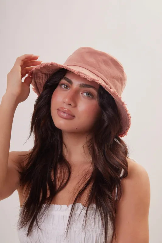 Frayed Edge Denim Bucket Hat - My Accessories London