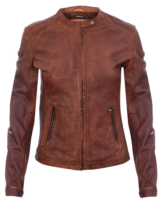 Tan Leather Biker Jacket-Prague
