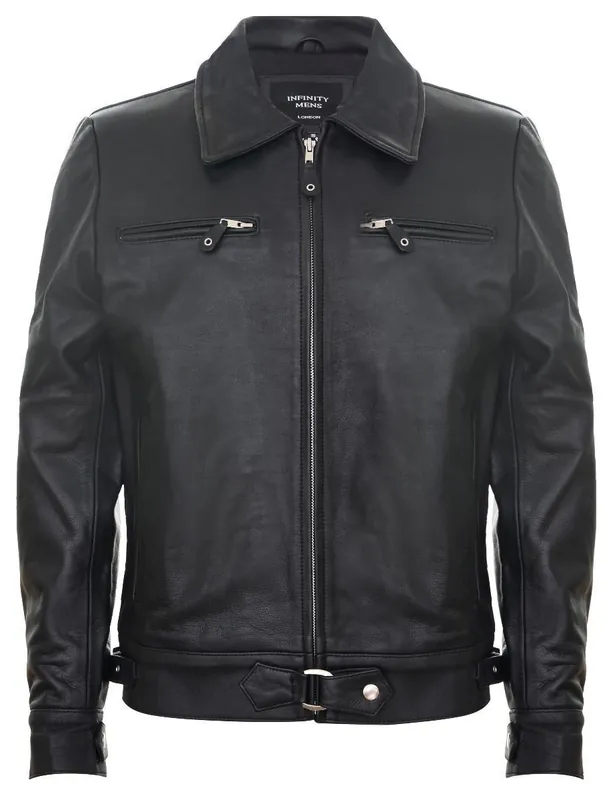 Cowhide Leather Harrington Jacket-Geneva