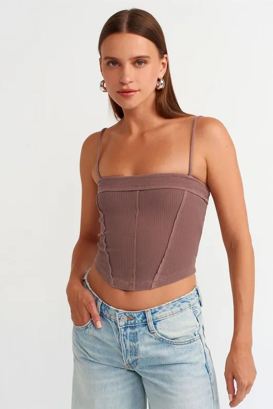 Ribbed Square-Neck Crop Top