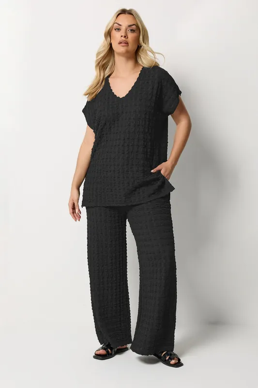 Bubble Textured Top & Trousers Set - Yours