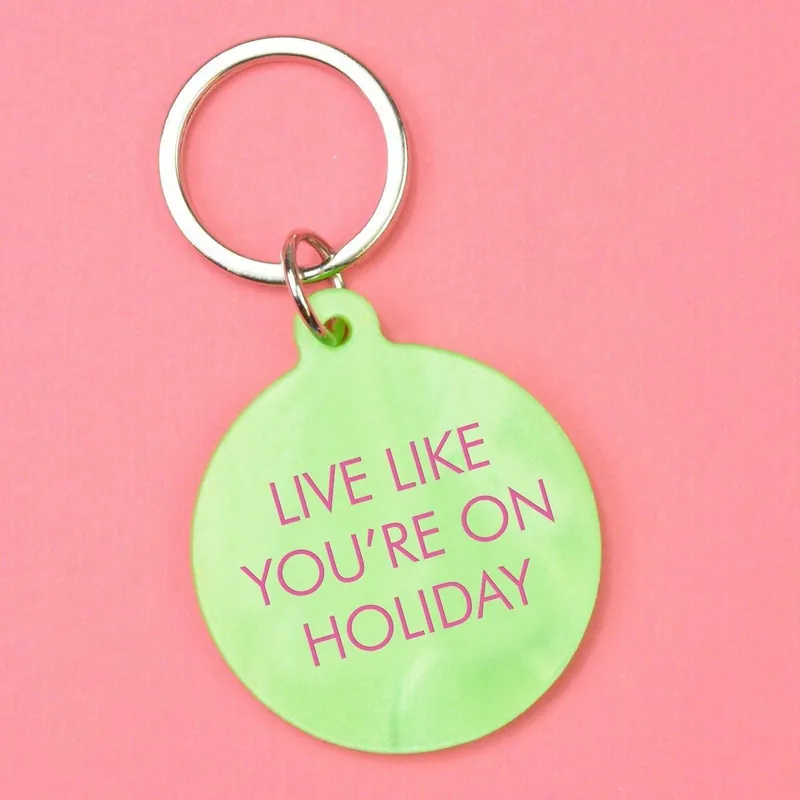 Live Like You're On Holiday Keyring - Flamingo Candles