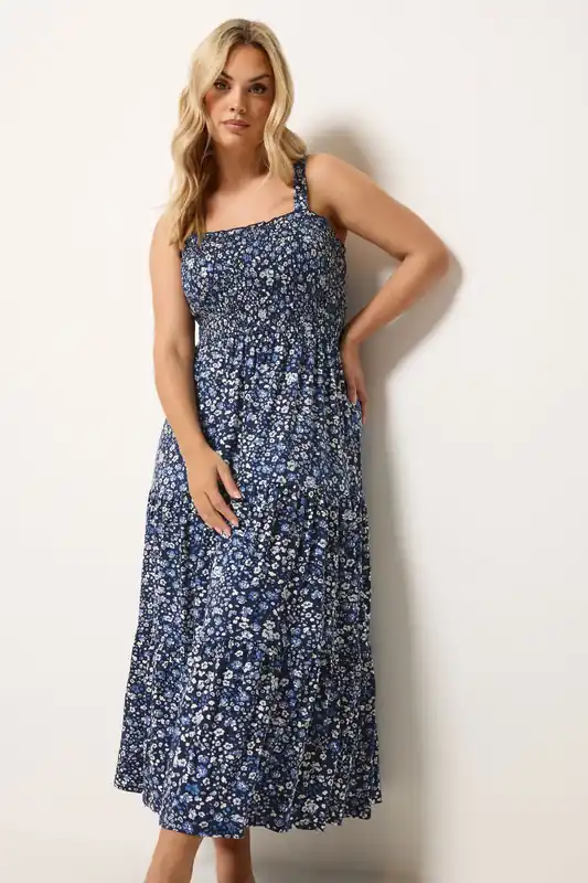 Floral Shirred Midi Dress - Yours