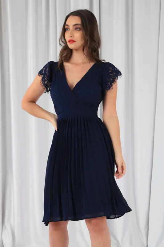 Wrap Lace Chiffon Dress - DOUBLE SECOND