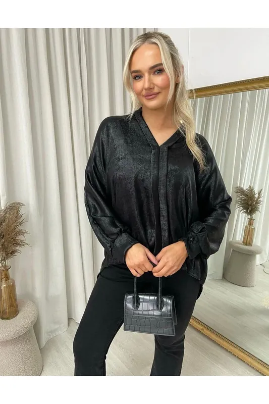 Teresa Metallic V-neck Oversized Top