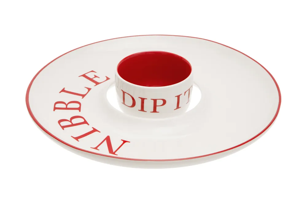 Elegant Design Hollywood Nibble And Dip Set, Ample Space Nibble & Dip Serving Plate For Entertaining Guests - Orsina