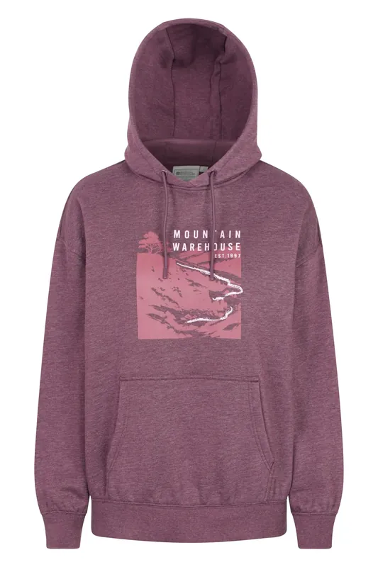 Winding Trek' Relaxed Fit Soft Cotton Adjustable Hood Printed Hoodie - Mountain Warehouse