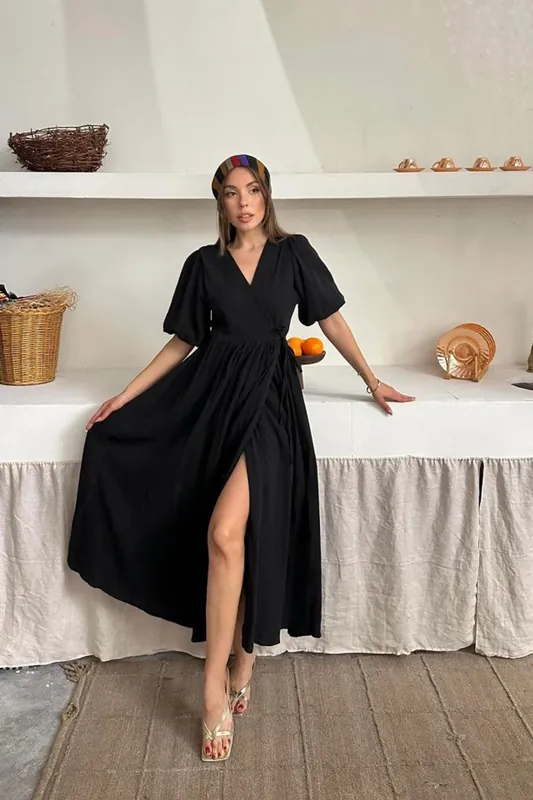 Double Breasted Tie Midi Dress - Janes