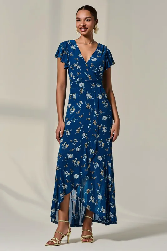 Floral Ruffle Hem Maxi Dress - Jolie Moi