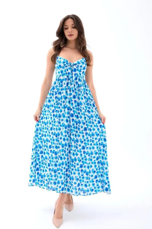 Patterned Midi Dress with Tie Detail - Janes