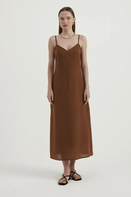 Linen Sweetheart Neck Maxi Dress - Hiccup