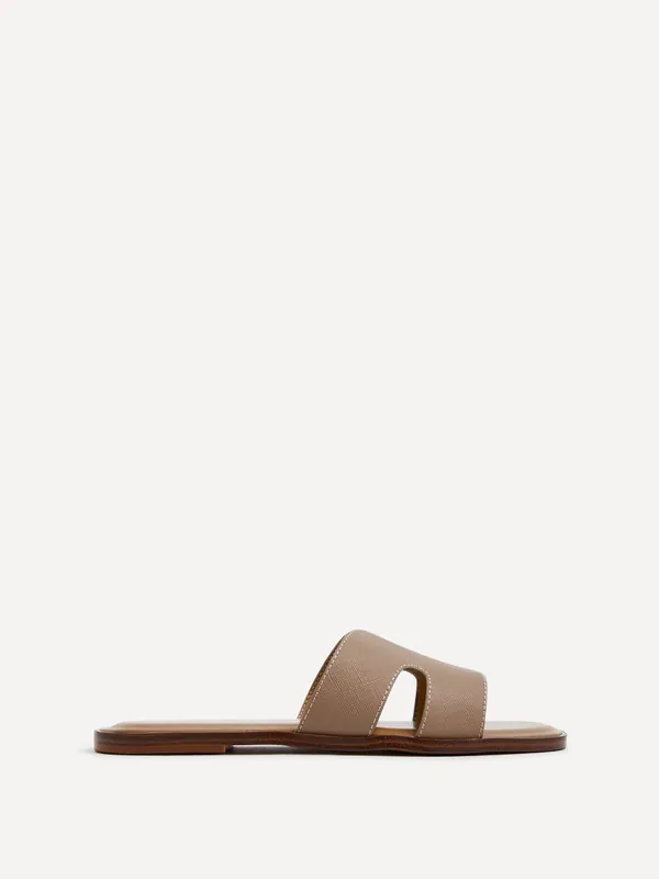 Petra Taupe Link Flat Sandals - Linzi