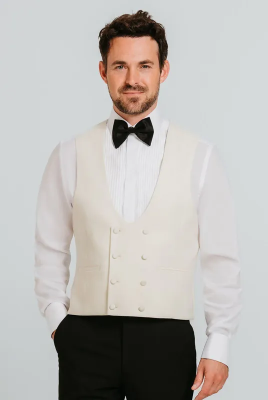 White Double Breasted Waistcoat - Dobell