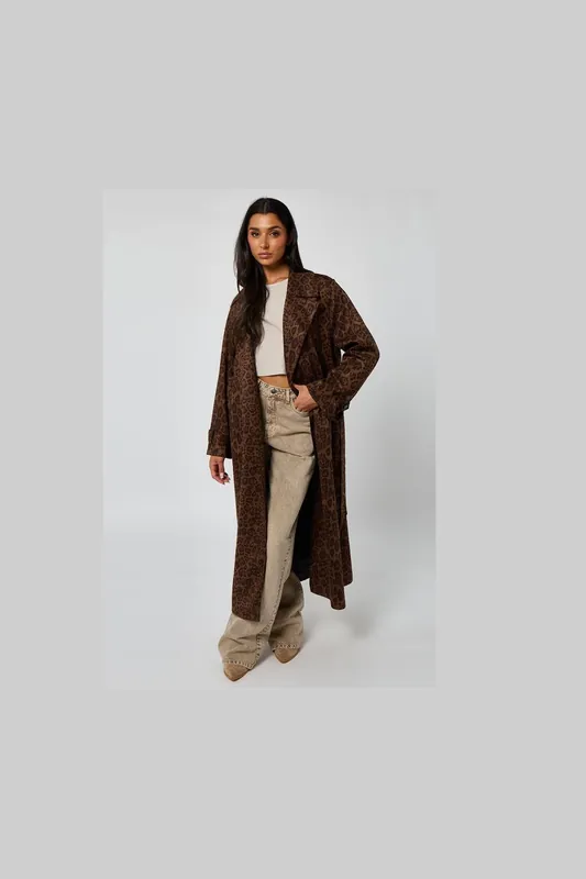 Leopard Suede Trench - Urban Bliss