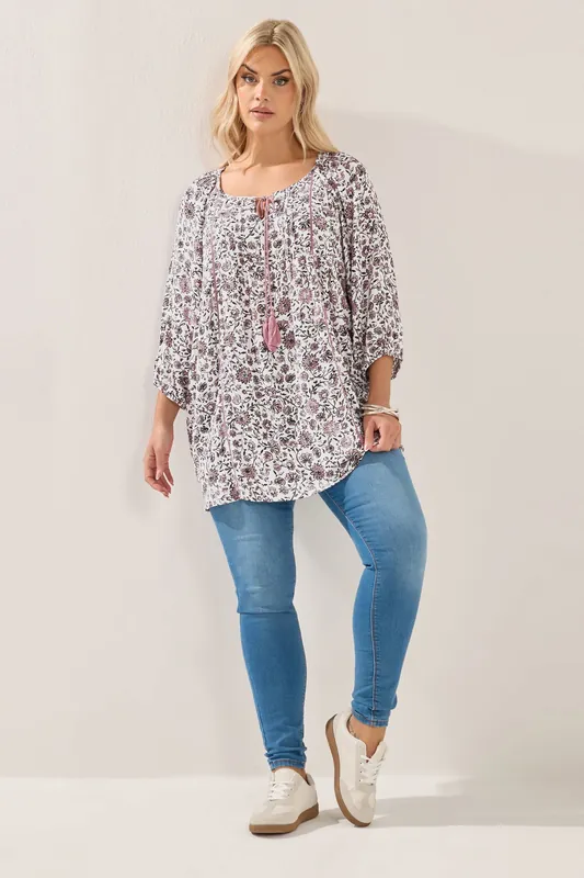 Paisley Sequin Tie Neck Top - Yours