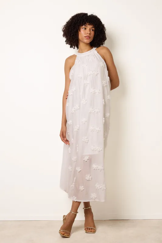 Ivory 3D Floral Dress - Blue Vanilla