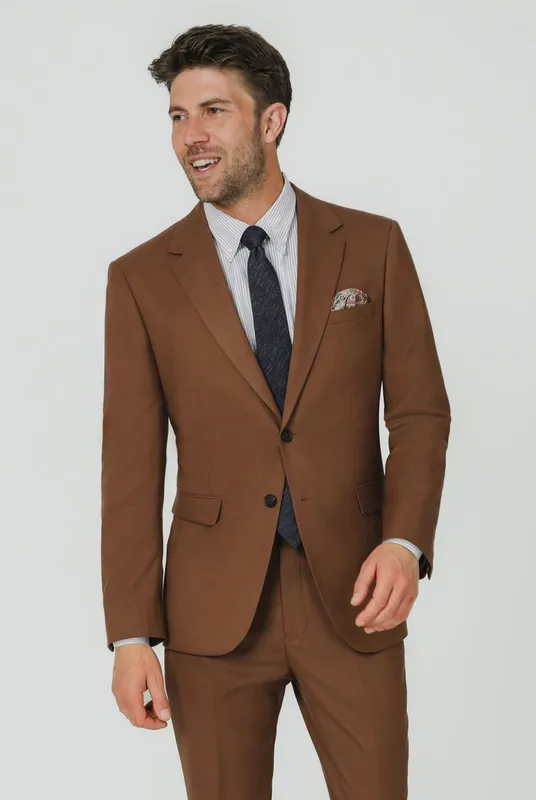 Mid Brown Twill 2 Piece Suit - Dobell