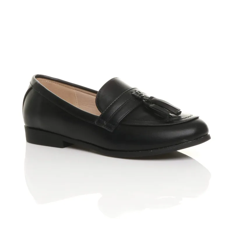 Flat Heel Flats Faux Leather Loafers - AJVANI