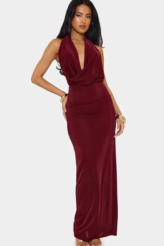 Sleeveless Open Back Slinky Maxi Dress - EGO