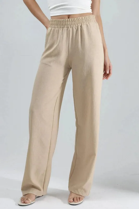 Elastic Waist Straight Leg Pants - Hiccup