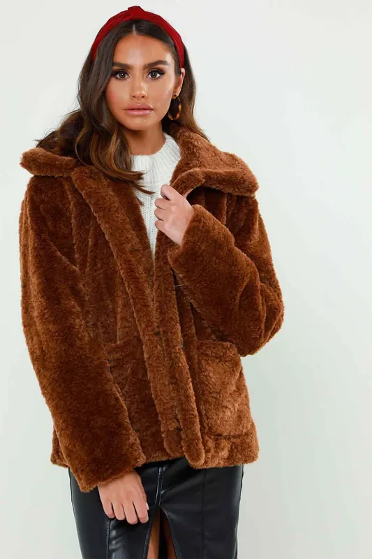 Borg Fur Collar Jacket - Urban Bliss