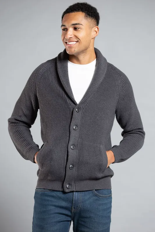 Shawl Neck Ribbed Cardigan - Tokyo Laundry