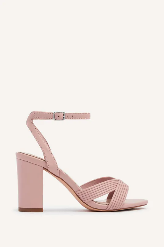 City Dusky Pink Faux Leather Heeled Sandals - Linzi