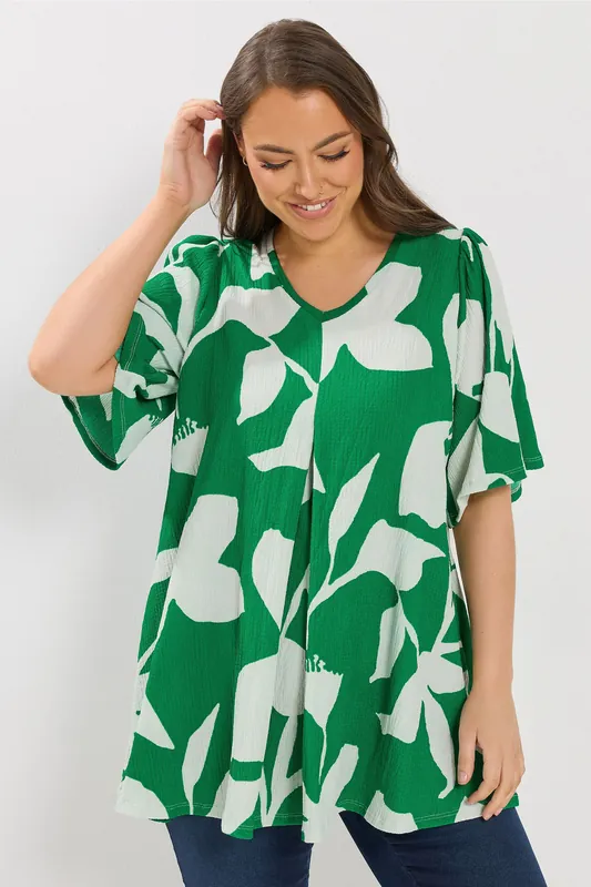 Abstract Textured Pleat Front Top - Yours