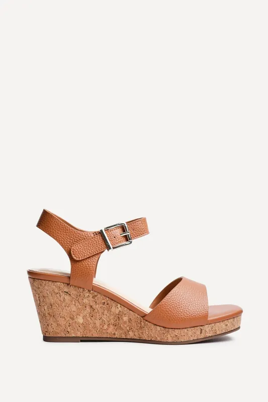 Sierra Tan Cork Platform Wedges - Linzi