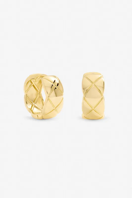Gold Plated Quilted Hoop Earrings - Jon Richard