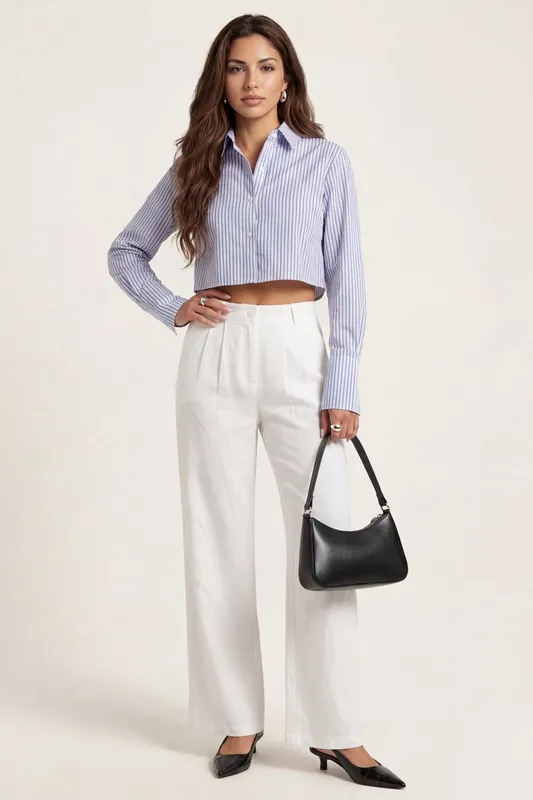 Linen Blend Wide Leg Trouser - Urban Bliss