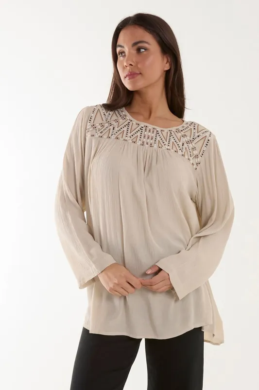 Embroidered Top - Blue Vanilla