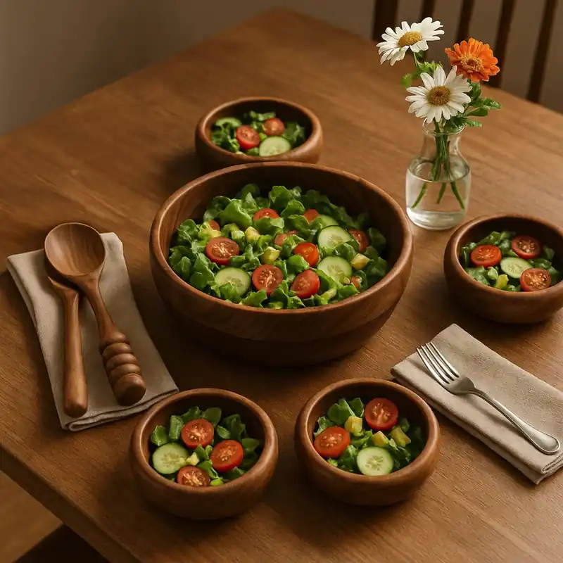Rosi Five Piece Sheesham Wood Salad Bowl Set - Orsina