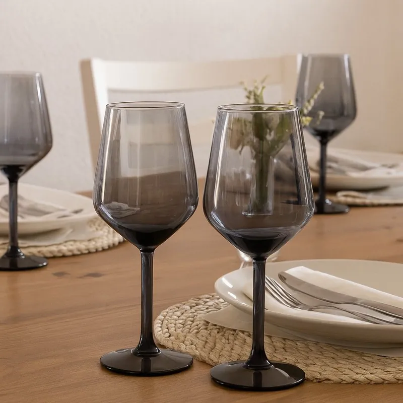 Set of 2 Grey Ombre Wine Glass - Hestia