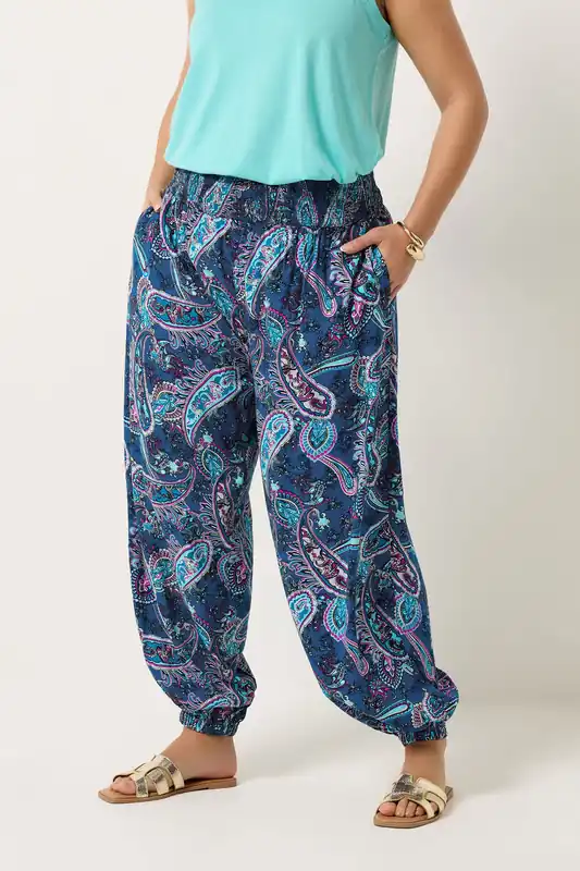 Paisley Print Harem Trousers - Yours