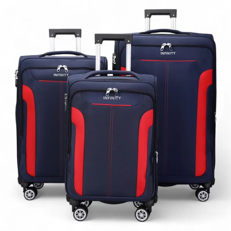 Expandable Soft Shell Suitcase 8 Wheel Luggage Travel Light Carry On Cabin Bag - Infinity Leather