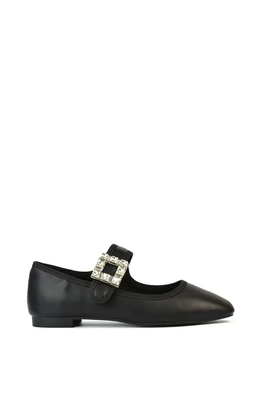 Rhyse' Mary Jane Diamante Buckle Square Toe Pumps - XY London