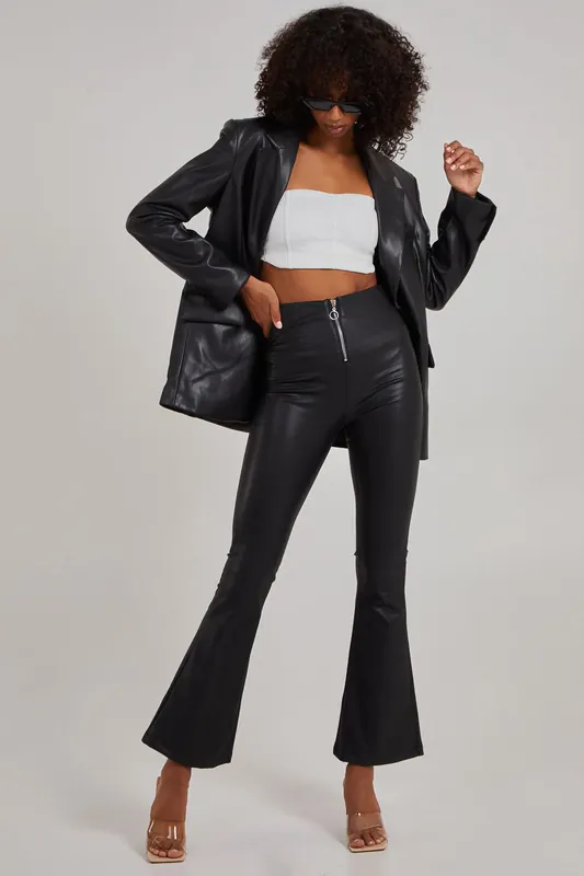 PU Wide Leg Trousers - Pink Vanilla