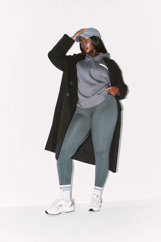 Charcoal Fits Leisure Bubble Print Graphic Hoodie - In The Style
