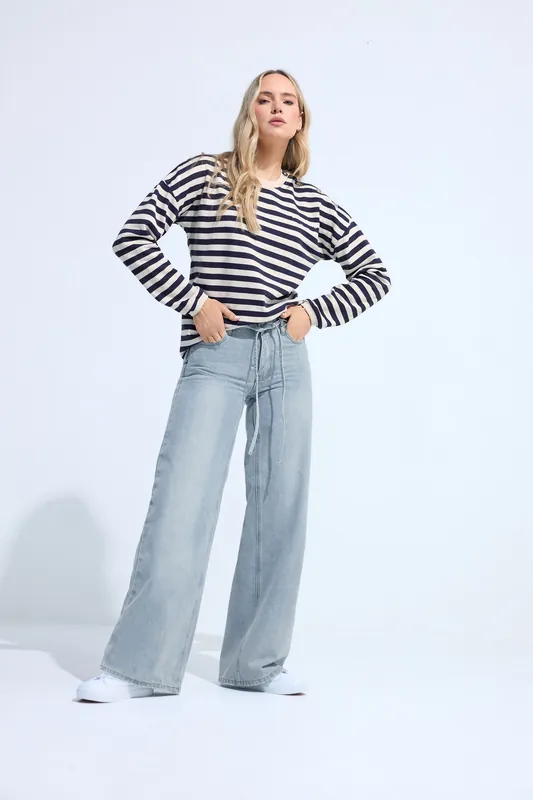 Tall Tie Waist Wide Leg Jeans - Long Tall Sally