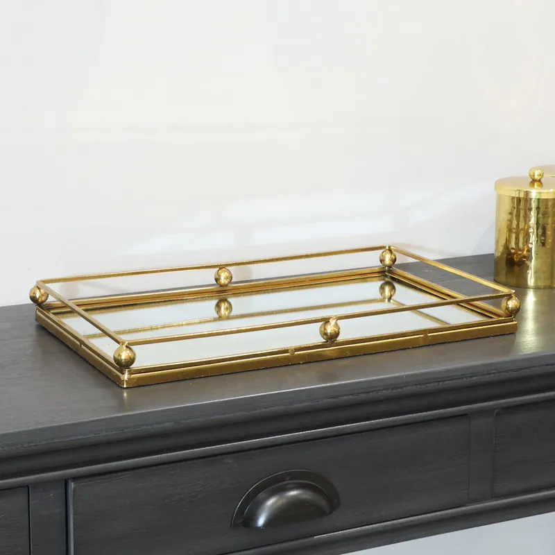 Gold Rectangle Mirrored Tray - Melody Maison