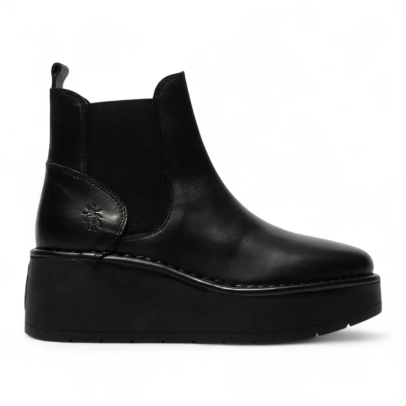Fly London HELY268 Chelsea Leather Ankle Pull-On Platform Comfort Boots