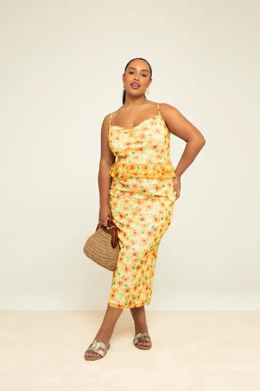 Curve Floral Printed Ruffle Sun Dress - FASHION-SZN